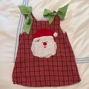 Festive Red Plaid Santa Dress for Kids